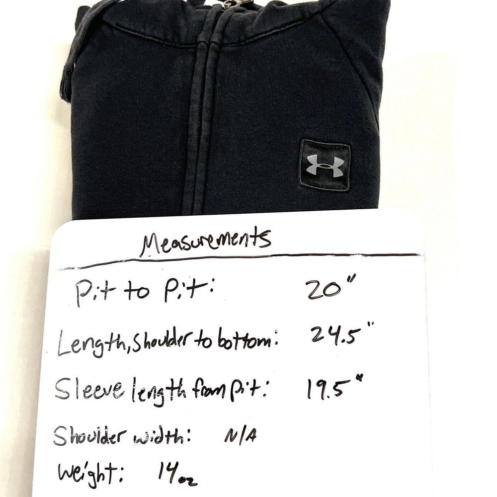 Under Armour Hoodie Sweatshirt Mens Sz S Black Full Zip Fleece Raglan 1320737 - Picture 11 of 11